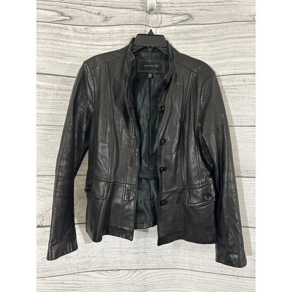 Women's Jones New York Leather Jacket Size M - Picture 1 of 2